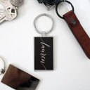 Lauren Personalized Metal and Leather Keychains