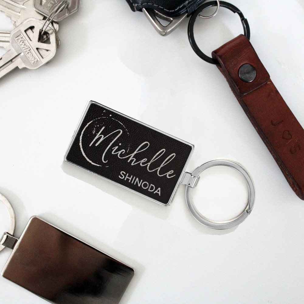 Personalized Metal and Leather Keychains