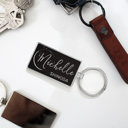 Michelle Personalized Metal and Leather Keychains