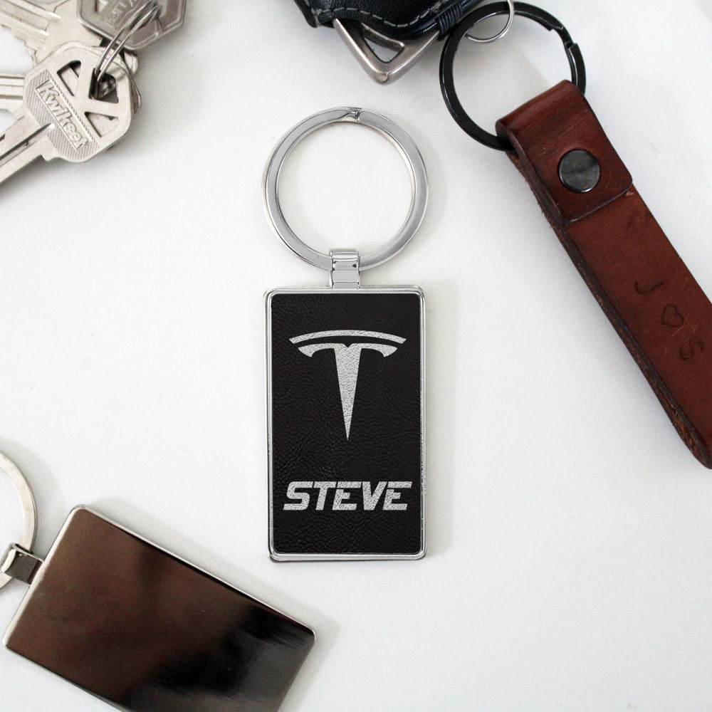 Personalized Metal and Leather Keychains