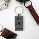 #1 Dad Personalized Metal and Leather Keychains