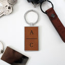 A | C Personalized Metal and Leather Keychains