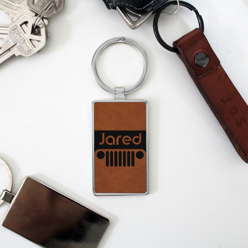 Personalized Metal and Leather Keychains