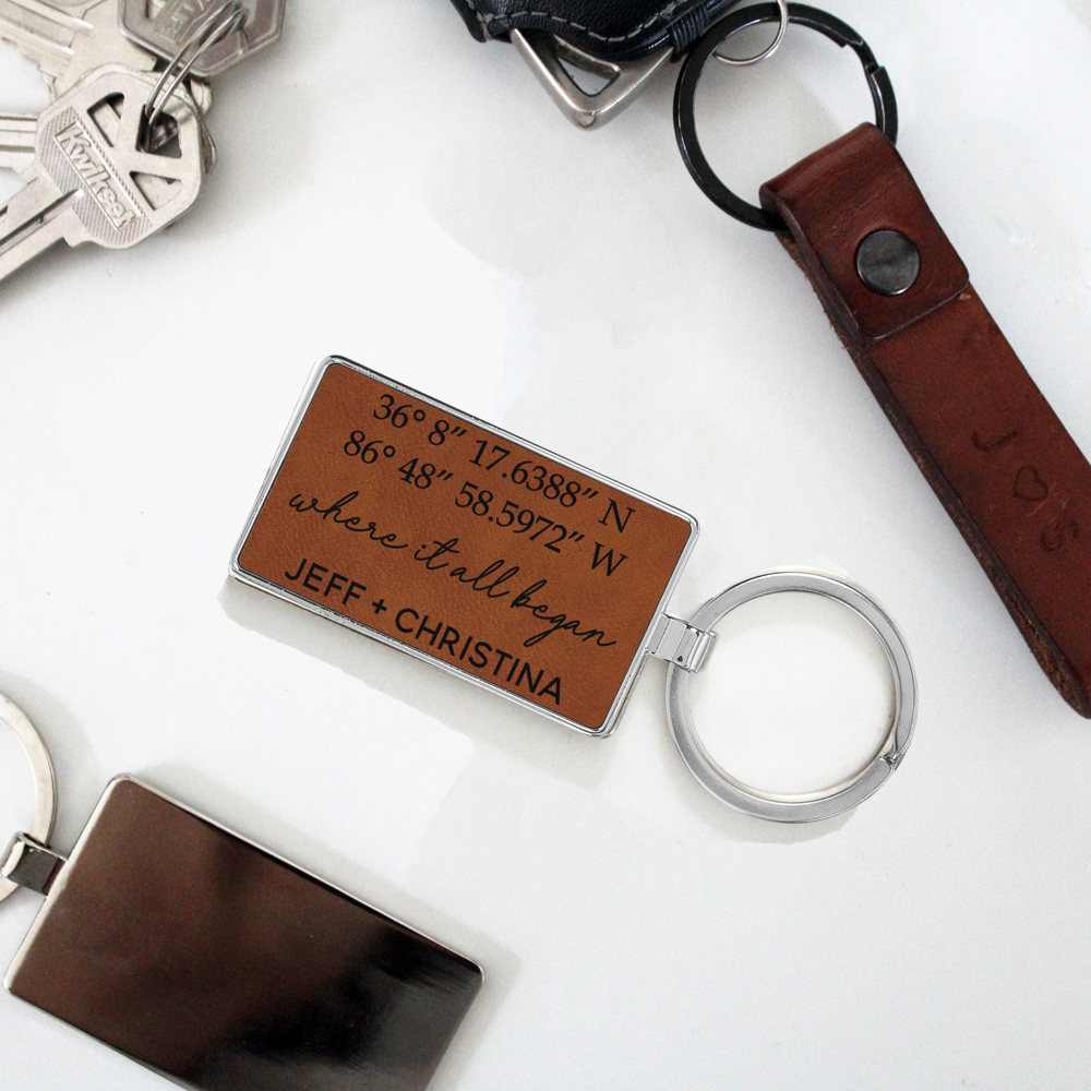 Personalized Metal and Leather Keychains