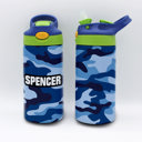 Blue Camo Personalized Kid's Metal Tumblers with Straw