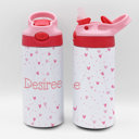 Hearts Personalized Kid's Metal Tumblers with Straw