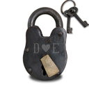 D heart E Personalized Antique Padlock