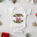 Christmas Floral Personalized Christmas Baby Onesie