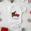 Red Truck Personalized Christmas Baby Onesie