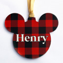 Red Black Plaid Personalized Christmas Ornaments