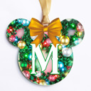 Wreath Bow Initial Personalized Christmas Ornaments