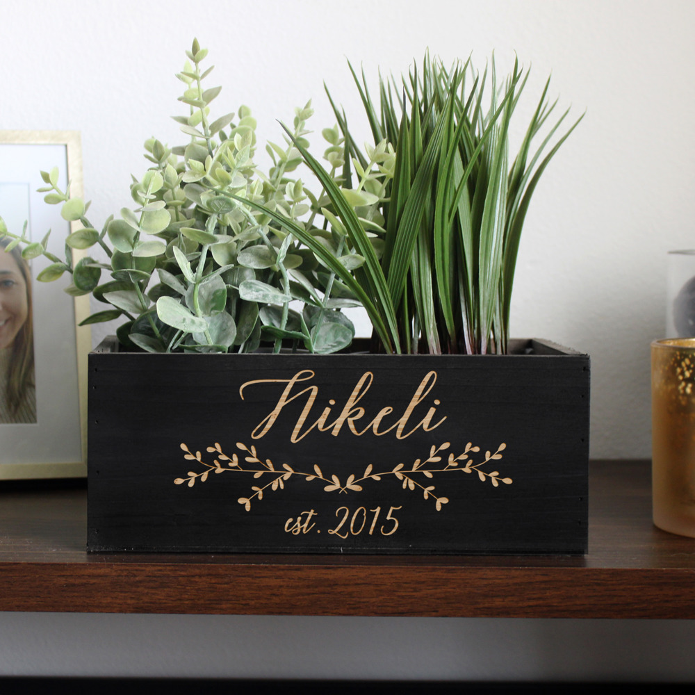 Personalized Wood Planter Box