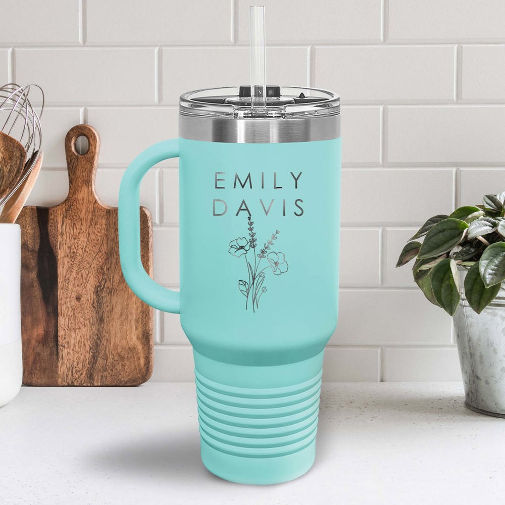 Personalized Metal 40 oz Tumbler with Straw