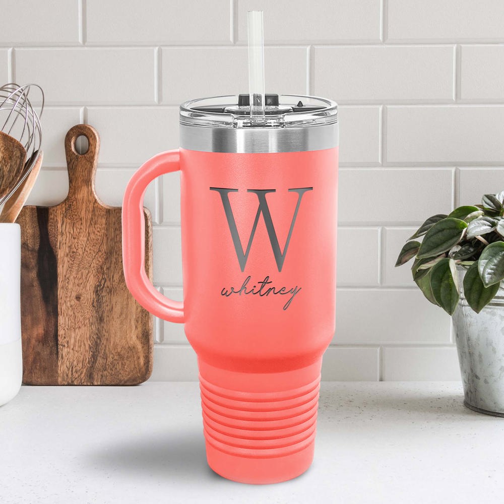 Personalized Metal 40 oz Tumbler with Straw