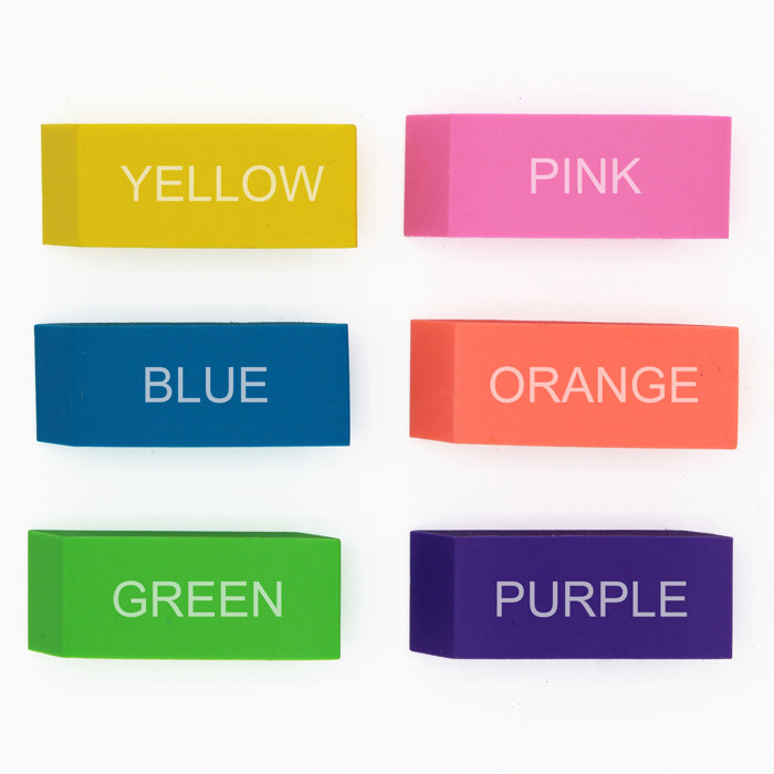 Personalized Neon Erasers Set of 6