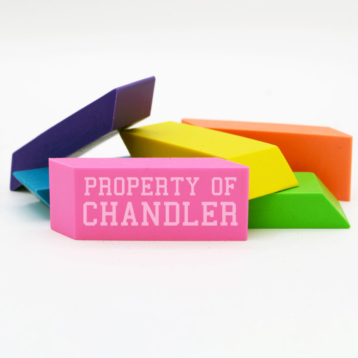 Personalized Neon Erasers Set of 6