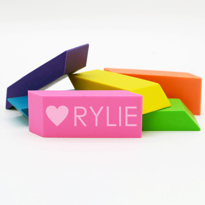 Personalized Neon Erasers Set of 6