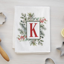 Monogram Square Initial Personalized Christmas Tea Towels