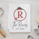 Monogram Ornament Personalized Christmas Tea Towels