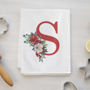 Monogram Floral Personalized Christmas Tea Towels