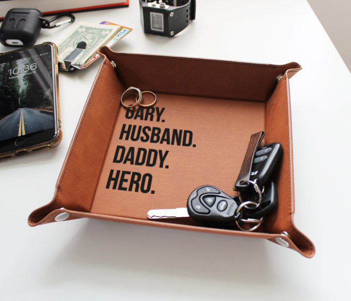 Personalized Leather Tray for Dad