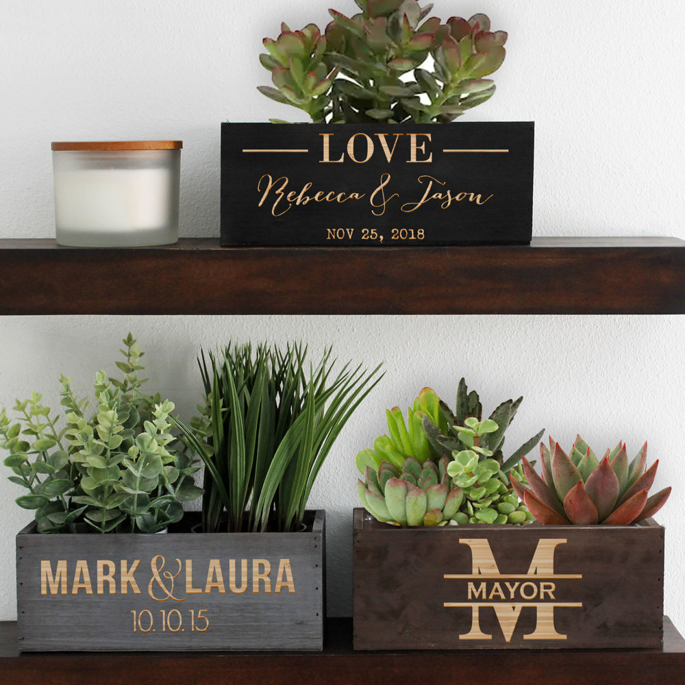 Personalized Wood Planter Box