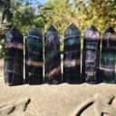  Rainbow Fluorite Healing Crystal Wands Obelisk Reiki Tower Point Home Decoration