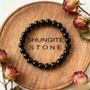  6mm Natural Shungite Stone Bracelet Black Gemstone Healing Chakra Women Bracelet Gift 6.7"
