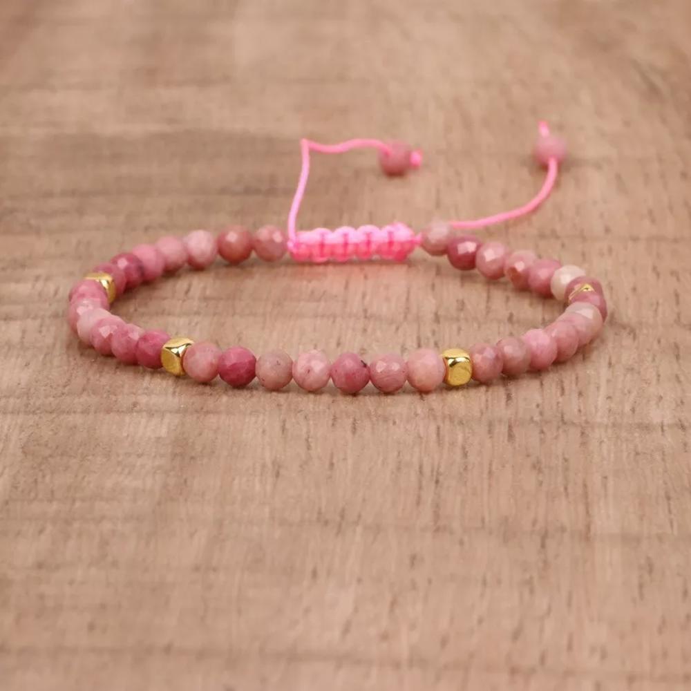 Natural Rhodonite Stone Dainty Bracelet