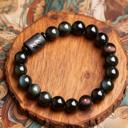  Rainbow Obsidian Round Beaded Healing Protection Women Bracelet