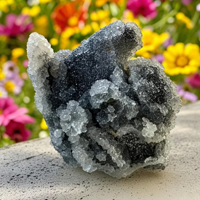 Natural Black Druzy Sphalerite Rough Sphalerite Mineral Crystal Cluster 