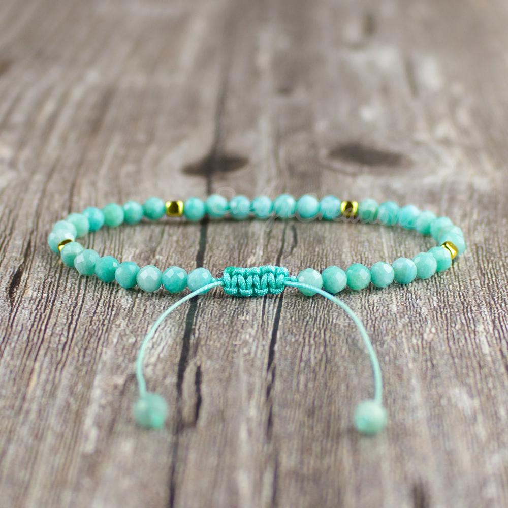 Natural Amazonite Stone Dainty Bracelet