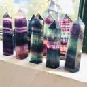  Rainbow Fluorite Healing Crystal Wands Obelisk Reiki Tower Point Home Decoration