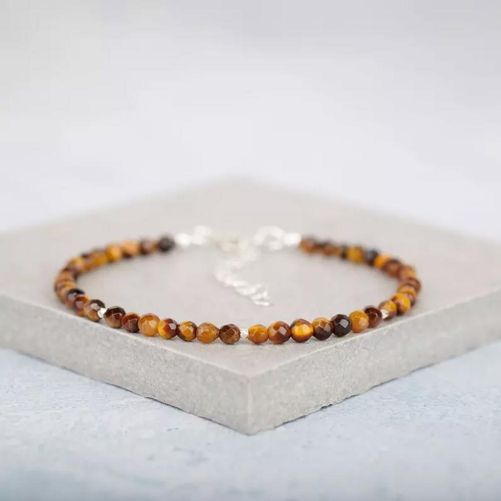 Natural Tiger Eye 3mm Beads Gemstone Healing Protection Minimalist Bracelet Gift