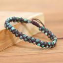  Natural African Turquoise Stone Bracelet Green Stone Braided Bracelet Handmade