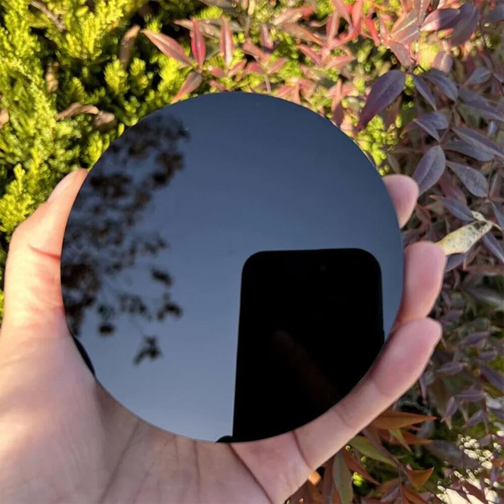 Natural Black Obsidian Mirror Scrying Plate Crystal Wafer Home Decor Healing Collector Includes Stand