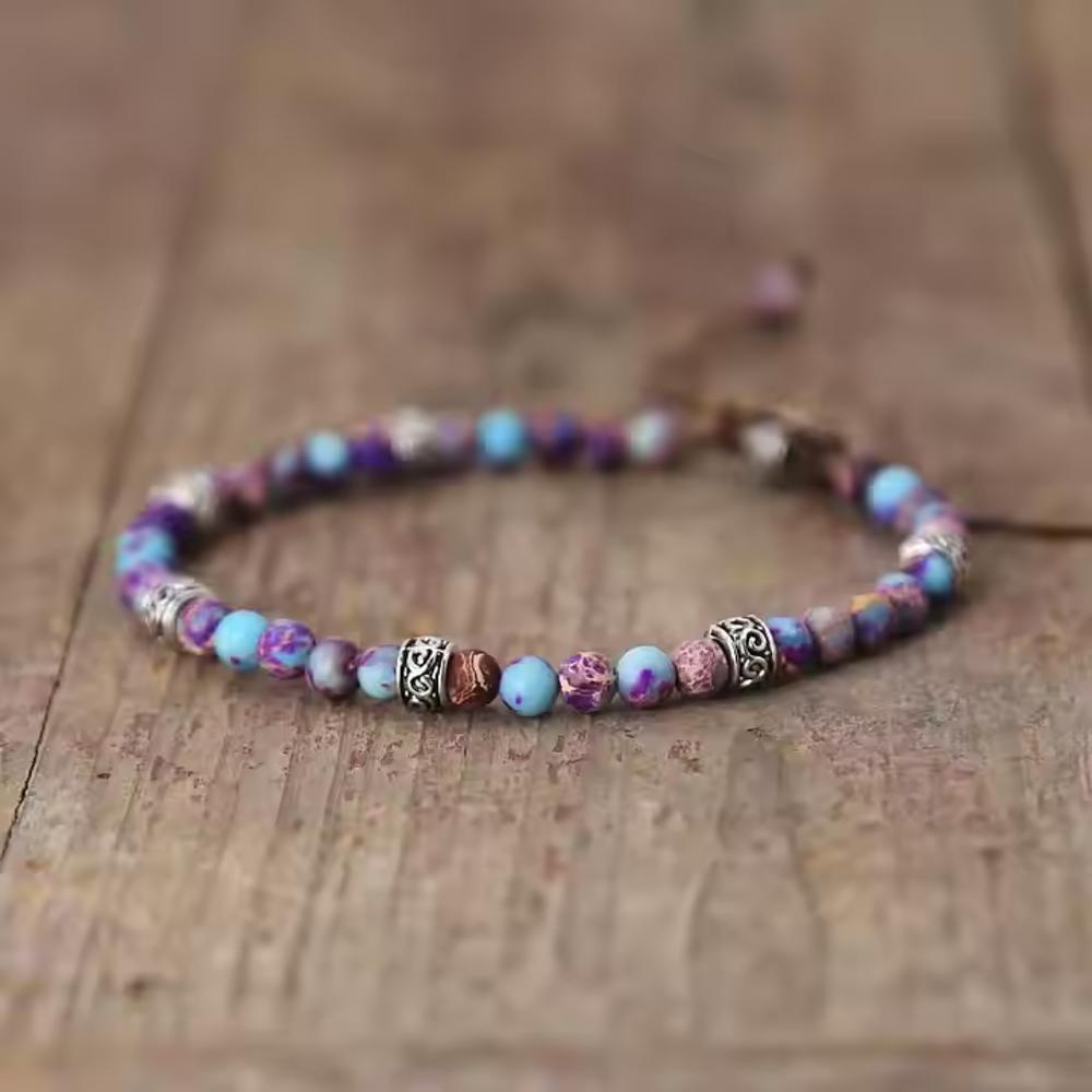 Natural Sea Sediment Jasper Stone Bracelet Gemstone Dainty Bracelet Handmade