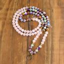  Galaxy Sea Sediment Rose Quartz 108 Beads Mala Necklace