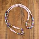  Galaxy Sea Sediment Rose Quartz 108 Beads Mala Necklace