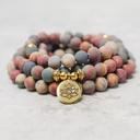  108 Mala Natural Matte Picasso Jasper Healing Meditation Bracelet Necklace Gift