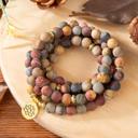  108 Mala Natural Matte Picasso Jasper Healing Meditation Bracelet Necklace Gift