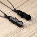  Natural Obsidian Crystal Hexagon Point Wrapped Pendant Necklace (1 PIECE)