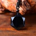  Natural Stone Black Obsidian Healing Crystal Pendant Necklace