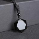  Natural Stone Black Obsidian Healing Crystal Pendant Necklace