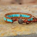  Natural Turquoise Gemstone Jasper Leather Braided Wrap Bracelet for Protection Healing