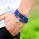  108 Mala Beads Prayer Lapis Lazuli Necklace Multi Strands Healing Yoga Bracelet