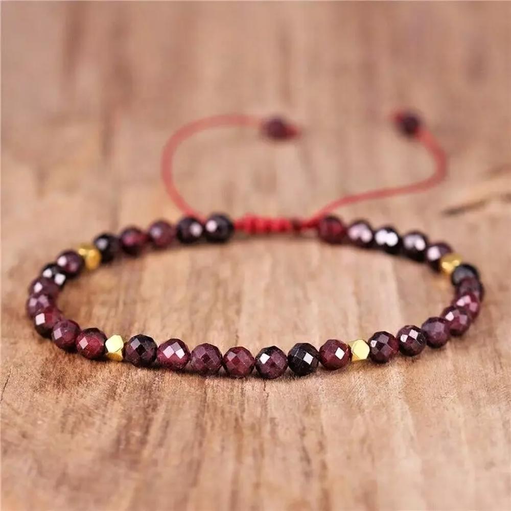 Natural Garnet Stone Braided Bracelet