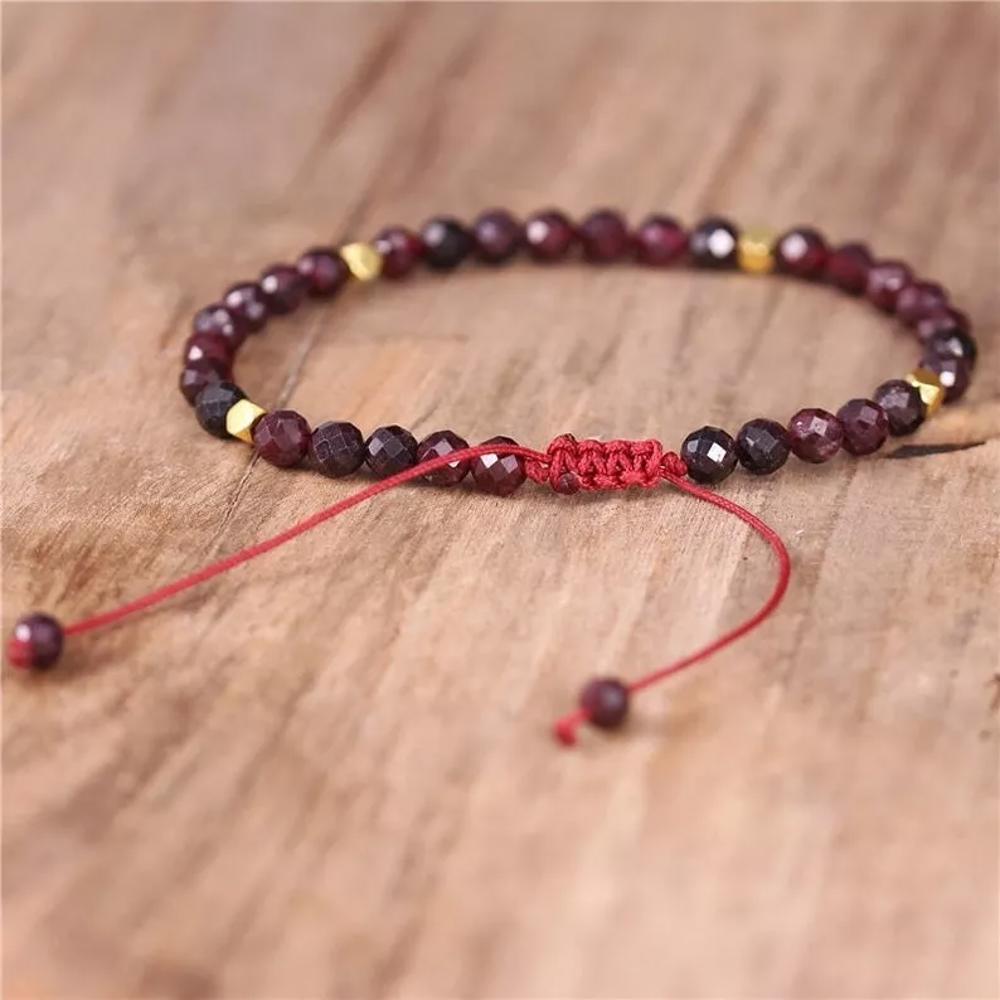 Natural Garnet Stone Braided Bracelet