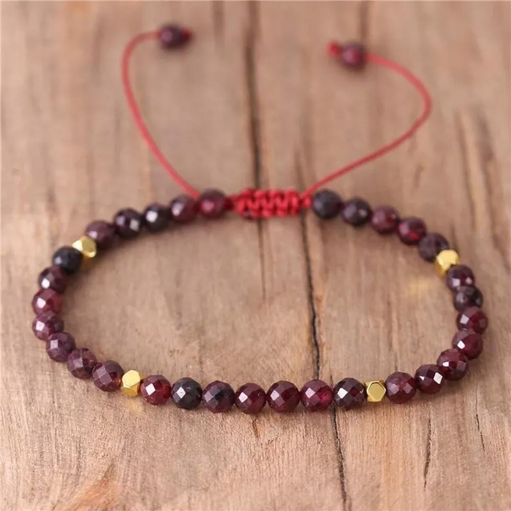 Natural Garnet Stone Braided Bracelet