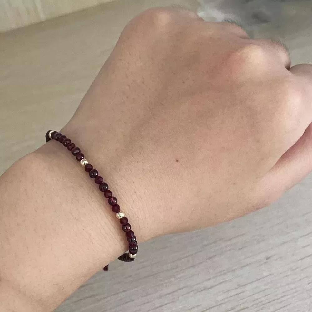 Natural Garnet Stone Braided Bracelet